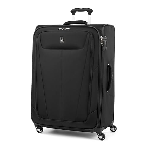 Travelpro Maxlite 5 Softside erweiterbares aufgegebenes Gepäck mit 4 Spinnerrädern, Leichter Koffer, Herren und Damen, schwarz, kariert, groß, 74 cm von Travelpro