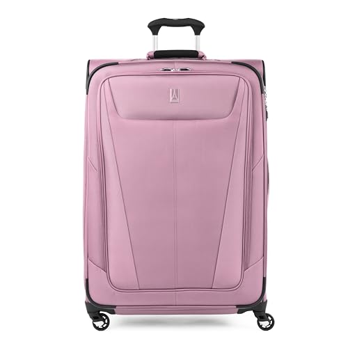 Travelpro Maxlite 5 Softside erweiterbares aufgegebenes Gepäck mit 4 Spinnerrädern, Leichter Koffer, Herren und Damen, Orchideenrosa-Lila, kariert, groß, 74 cm von Travelpro