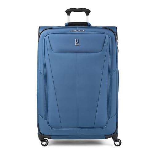 Travelpro Maxlite 5 Softside erweiterbares aufgegebenes Gepäck mit 4 Spinnerrädern, Leichter Koffer, Herren und Damen, Azurblau, kariert, groß, 74 cm von Travelpro