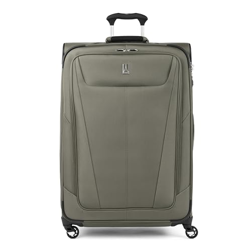 Travelpro Maxlite 5 Softside erweiterbares aufgegebenes Gepäck mit 4 Spinnerrädern, Leichter Koffer, Herren und Damen, Schiefergrün, kariert, groß, 74 cm von Travelpro