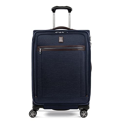 Travelpro Platinum Elite Softside erweiterbares aufgegebenes Gepäck, Spinner-Koffer mit 8 Rädern, TSA-Schloss, Herren und Damen, echtes Marineblau, kariert, mittelgroß, 72x47x30 cm von Travelpro