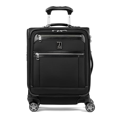 Travelpro Platinum Elite Softside erweiterbares Handgepäck, Spinner-Koffer mit 8 Rädern, USB-Anschluss, Herren und Damen, International, Shadow Black, Handgepäck 49 cm von Travelpro