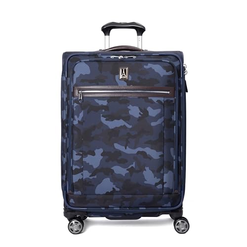 Travelpro Platinum Elite Softside Expandable Checked Luggage, 8 Wheel Spinner Suitcase, TSA Lock, Men and Women, Navy Camouflage, Checked Medium 25-Inch von Travelpro