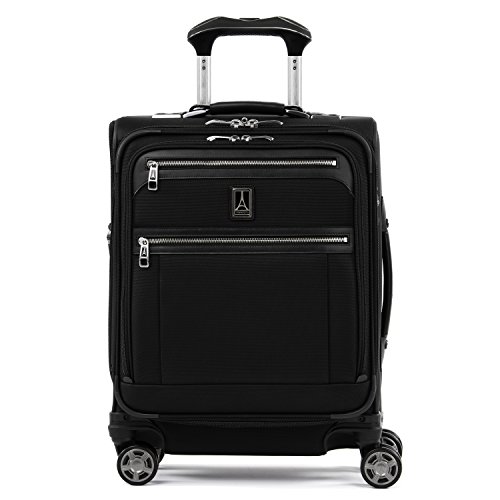 Travelpro Platinum Elite Softside erweiterbares Handgepäck, Spinner-Koffer mit 8 Rädern, USB-Anschluss, Herren und Damen, International, Shadow Black, Handgepäck 49 cm von Travelpro