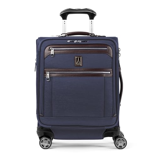 Travelpro Platinum Elite Softside erweiterbares Handgepäck, Spinner-Koffer mit 8 Rädern, USB-Anschluss, Herren und Damen, international, echtes Marineblau, Handgepäck 49 cm von Travelpro