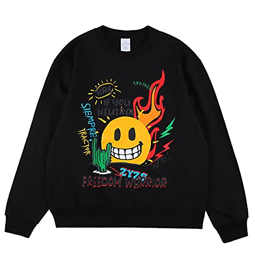 NAGRI Herren Smile Face Sweatshirt Schwarz,XL von Travis Scott