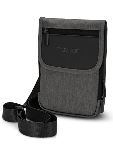 TRAVISON Brustbeutel | Verstärkter Halsriemen | RFID-Schutz | Umhängetasche Klein für Herren und Damen | Reisegeldbeutel | Kleine Schultertasche für Reisen und Alltag Herren-Handtasche Reisegeldbeutel von Travison