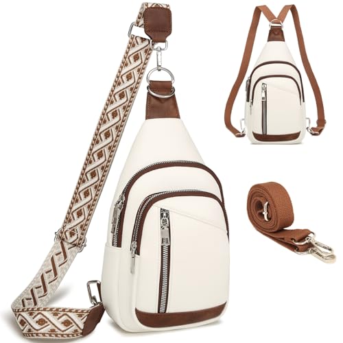 Travistar Brusttasche Damen Sling Bag Herren 2 in 1 Rucksack Damen Klein mit 2 Abnehmbare Schultergurte, PU Leder Crossbody Bag Damen Umhängetasche Handtasche Schultertasche Diebstahlsichere von Travistar