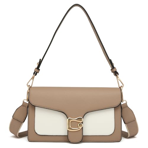 Travistar Handtasche Damen Klein Umhängetasche Damen PU Leder Crossbody Bag Damen Schultertasche Abendtasche Kupplung mit 2 Abnehmbar Breiter Gurt Kreditkartenfächer Khaki von Travistar