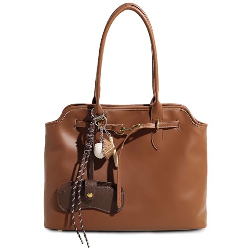 Travistar Handtasche Damen Mittelgroß Tote Bag Elegant Schultertasche Damen Kunstleder Shopper Tasche Damen Tragetasche Retro Henkeltaschen für Arbeit Schule Shopping Weekender von Travistar
