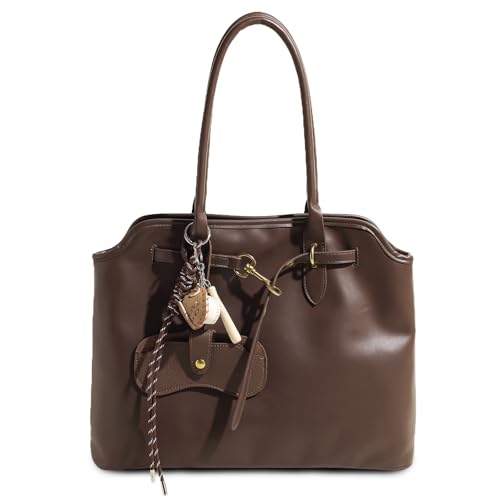 Travistar Handtasche Damen Mittelgroß Tote Bag Elegant Schultertasche Damen Kunstleder Shopper Tasche Damen Tragetasche Retro Henkeltaschen für Arbeit Schule Shopping Weekender von Travistar