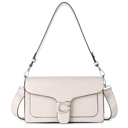 Travistar Handtasche Damen Mittelgroß Umhängetasche Damen PU Leder Crossbody Bag Damen Schultertasche Abendtasche Kupplung mit 2 Abnehmbar Breiter Gurt Kreditkartenfächer Aprikose von Travistar