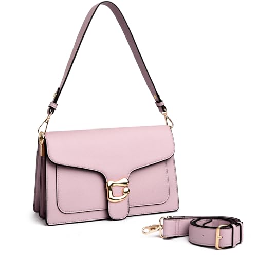 Travistar Handtasche Damen Mittelgroß Umhängetasche Damen PU Leder Crossbody Bag Damen Schultertasche Abendtasche Kupplung mit 2 Abnehmbar Breiter Gurt Kreditkartenfächer von Travistar