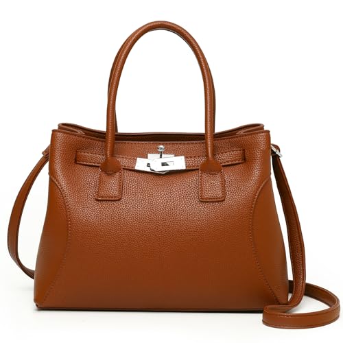 Travistar Handtasche Damen Mittelgroß Umhängetasche Damen Tasche Elegante Schultertasche Kunstleder Crossbody Bag Mode Henkeltaschen Beuteltasche mit Abnehmbares Riemen, Braun von Travistar