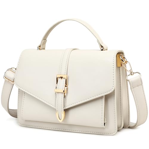 Travistar Handtasche Damen Mittelgroß Umhängetasche Schultertasche -Kunstleder Abendtasche Kupplung Elegant Crossbody Bag mit Abnehmbar Schultergurt Kreditkartenfächer, Apricot von Travistar