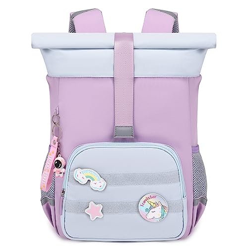 Travistar Kinderrucksack für 3-8 Jahre Mädchen - Rolltop Kindergarten Rucksack Kinder 12L-16L Reiserucksack Schwimmrucksack Wanderrucksack Freizeitrucksack Kinderrucksäcke mit Brustgurt - Lila von Travistar