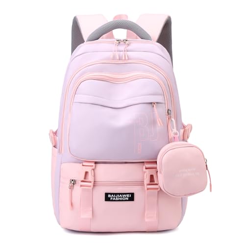 Travistar Rucksack Teenager mädchen Schulranzen Jungen Schulrucksack Schultasche Sporttasche Daypack für Schule Ranzen höhenverstellbar Viele Fächer Laptopfach Lila Nylon(28L) von Travistar