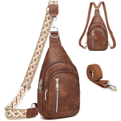 Travistar Sling Bag Brusttasche Damen Herren 2 in 1 Rucksack Damen Klein mit 2 Abnehmbare Schultergurte, PU Leder Crossbody Bag Damen Umhängetasche Handtasche Schultertasche Diebstahlsichere von Travistar