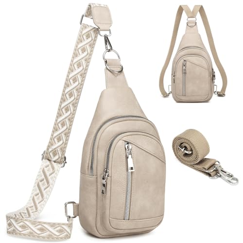 Travistar Sling Bag Damen Brusttasche Herren 2 in 1 Rucksack Damen Klein mit 2 Abnehmbare Schultergurte, PU Leder Umhängetasche Handtasche Schultertasche Diebstahlsichere Crossbody Bag Damen von Travistar
