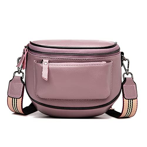 Travistar Umhängetasche Damen - Echtes Leder Crossbody Bag Damen Kleine Bauchtasche Gürteltasche Sportlich Hüfttasche Brusttasche Moderne Taschen mit Breitem Schultergurt - Schultertasche Mädchen Lila von Travistar