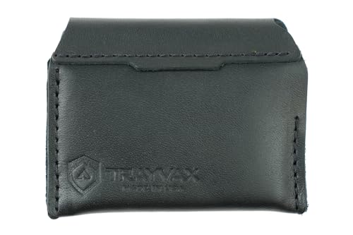 Trayvax Summit Notebook-Brieftasche, RFID-schützendes kleines Kreditkartenetui aus Leder mit Bargeldfach, inklusive Taschen-Notizbuch und Space Pen, Schwarz, Summit von Trayvax