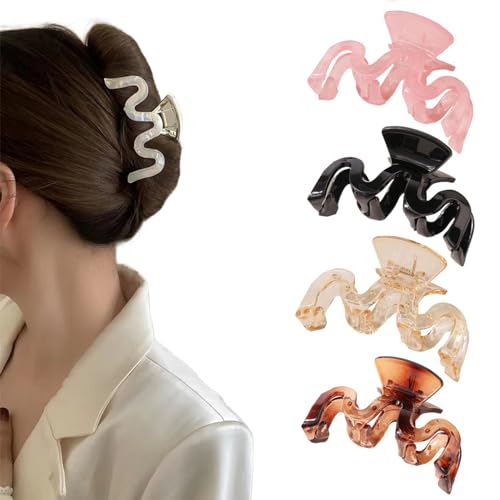 Traziewell Haarspangen Damen Haarklammer Mittelgroß Haarclips Damen 4 Stück Haarklammern Groß für Dickes Haar Rutschfestes Hair Clip Starker Halt Haarspangen für Frauen Mädchen 1105 von Traziewell