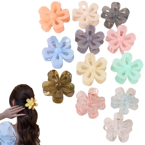 Traziewell Haarspange Blume Klein Haarklammer 12 Stück Blumen Haarspangen Rutschfest Haarklammern für Frauen Kunststoff Haar Krallenklammern Haarschmuck für Mädchen 1813 von Traziewell