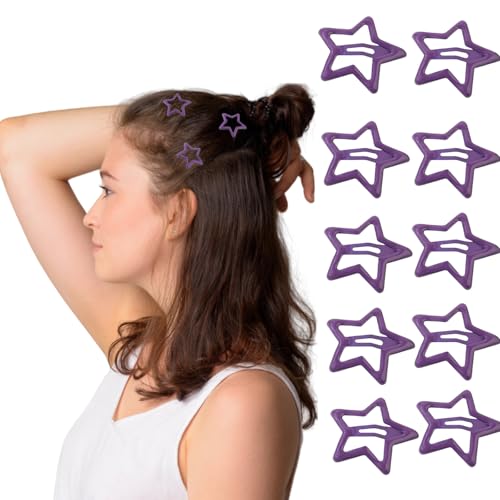 Traziewell Haarklammer Snap Haarspangen Damen Haarklammer Klein 10 Stück Stern Haarspange Metall Snap Haarclip Zubehör Kopfschmuck für Frauen und Mädchen 0511 von Traziewell