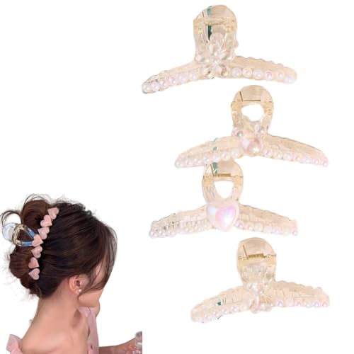 Traziewell Haarklammer Mittelgroß Dünnes Haar Haarspangen Groß 4 Stück Haarklammern Klaue Clips Damen für Dickes Haar Rutschfest Haarspange Pferdeschwanz Halter Vintage Haar Accessoires Frauen 1220 von Traziewell
