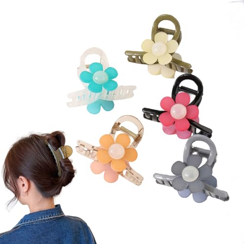 Traziewell Haarspangen Blumen Mädchen Haar Klammer Blume Haarspangen 5 Stück Niedlich Große Haarklammer für Frauen Mädchen Rutschfest Haarkralle Haarschmuck für Dünnes Haar 1712 von Traziewell