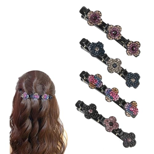 Traziewell Haarklammer Klein mit Strasssteinen Haarspange mit Kristallblume 4 Stück Haarspangen Kristall Haarklammern für Damen mit 3 Kleinen Clips für Mädchen Den Alltag 1805 von Traziewell