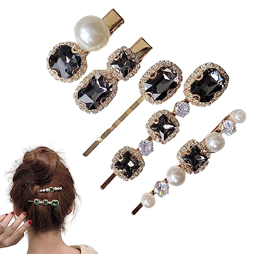 Haarnadel Perlen Haarspangen Französische Damen Vintage Haarklammern mit Kristall Strass Haarclips Elegante Haarschmuck 0212 von Traziewell