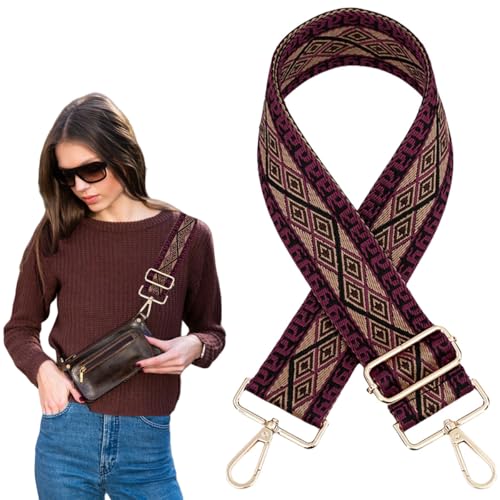 Traziewell Schultergurt mit Karabiner Breiter Verstellbarer Ersatz Taschengurt mit Metall Drehhaken weicher Canvas Gürtel Messenger Bag wechselbarer Gurt für Crossbody Handtasche 1608 von Traziewell