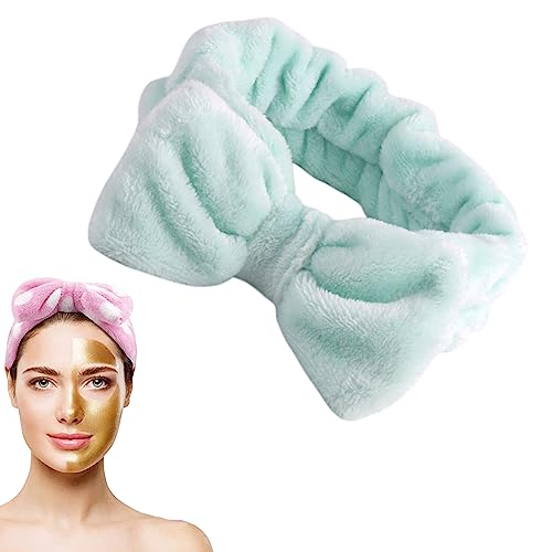 Traziewell Spa Stirnband Bowknot Flanell Elastisch Weich Einstellbar Stirnband für Frauen Mädchen Waschen Gesicht Schönheit Hautpflege Sport Dusche Gesicht Waschen Make-up Haar Wrap HB000407 von Traziewell