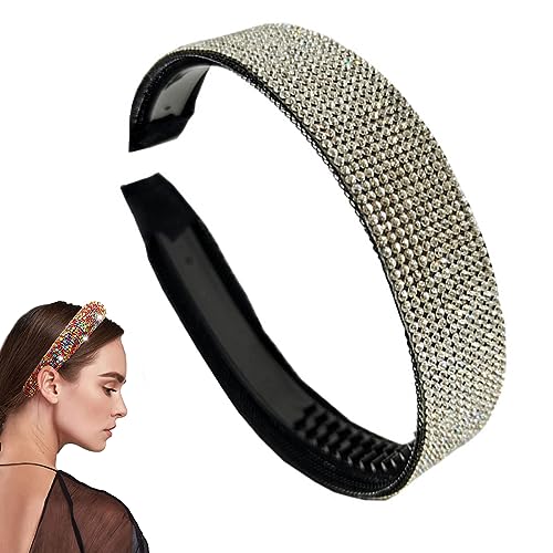 Traziewell Haarreifen Breit Weiß Silbernes Glitzer Strass Stirnband, Damen Haarreif Kristall für Party Hochzeit Mit Dickem Kissen 2605 von Traziewell