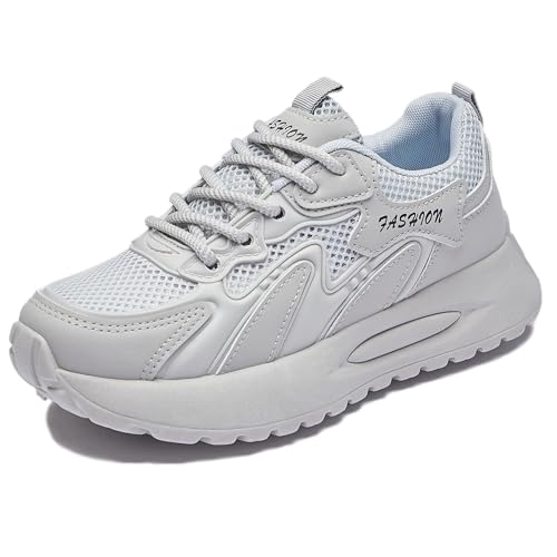 Trcloltc Damen Plattform Sneaker SüßE Chunky Schuh, Komfort Aus Memory Schaum, Atmungsaktives Mesh Mit Baumwollfutter Größe35 20Grau von Trcloltc