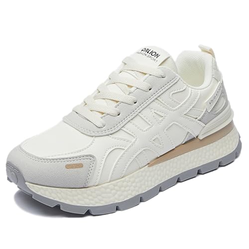 Trcloltc Damen Plattform Sneaker SüßE Chunky Schuh, Komfort Aus Memory Schaum, Atmungsaktives Mesh Mit Baumwollfutter Größe35 5202Beige&Grau von Trcloltc