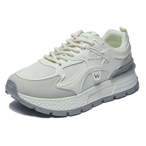 Trcloltc Damen Plattform Sneaker SüßE Chunky Schuh, Komfort Aus Memory Schaum, Atmungsaktives Mesh Mit Baumwollfutter Größe35 88021Beige&Grau von Trcloltc