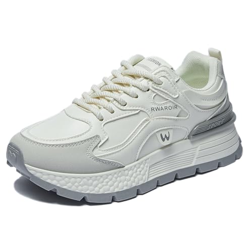 Trcloltc Damen Plattform Sneaker SüßE Chunky Schuh, Komfort Aus Memory Schaum, Atmungsaktives Mesh Mit Baumwollfutter Größe35 8802Beige&Grau von Trcloltc