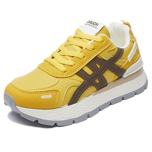Trcloltc Damen Plattform Sneaker SüßE Chunky Schuh, Komfort Aus Memory Schaum, Atmungsaktives Mesh Mit Baumwollfutter Größe38 5202Gelb von Trcloltc