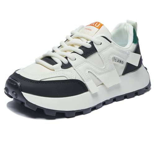 Trcloltc Damenmode Chunky Plattform Sneaker Süß, Netz Baumwollfutter, Memory-Schaum Einlegesohle, 1,8-Zoll Absatz, Mehrfarben Größe36 68223Beige & Schwarz von Trcloltc