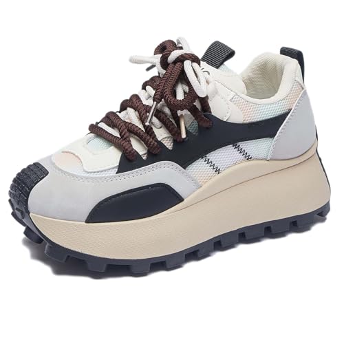 Trcloltc Damenmode Chunky Plattform Sneaker Süß, Netz Baumwollfutter, Memory-Schaum Einlegesohle, 1,8-Zoll Absatz, Mehrfarben Größe38 8761Schwarz von Trcloltc