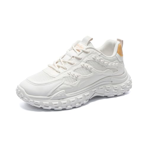 Trcloltc Herren Chunky Sportschuhe Mode Casual Sneakers Leichte Atmungsaktive Wanderschuhe Schwarze Plattform Komfort Reiseschuhe Beige 39 von Trcloltc