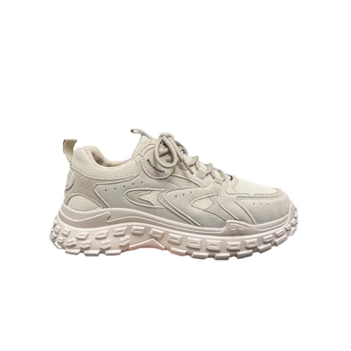 Trcloltc Herren Chunky Sportschuhe Mode Casual Sneakers Leichte Atmungsaktive Wanderschuhe Schwarze Plattform Komfort Reiseschuhe Beige 40 von Trcloltc