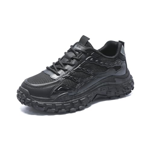 Trcloltc Herren Chunky Sportschuhe Mode Casual Sneakers Leichte Atmungsaktive Wanderschuhe Schwarze Plattform Komfort Reiseschuhe Schwarz 42 von Trcloltc