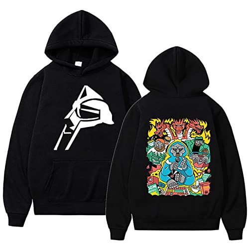 Trconk Druck Kapuzenpullover Mf Doom Neuheit Kapuzenpullover Sweatshirt Langärmelig Pullover Männer Frauen Lässige Lockere Bequeme Sweatshirts XXS~3XL-Black||XXS von Trconk