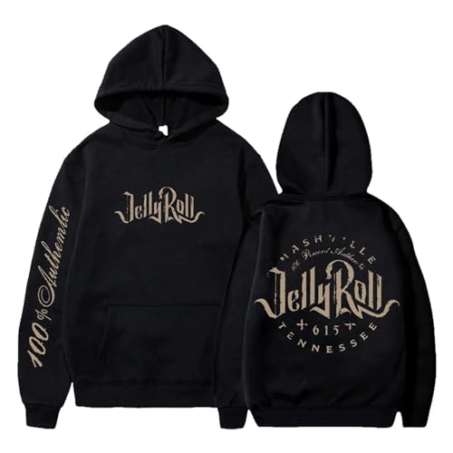 Trconk Jelly Roll Logo Kapuzenpullover Hip Hop Bedruckt Pullover Sweatshirts Männer Frauen Casual Unisex Übergröße Langarm Hoodies Streetwear XXS~4XL-Black||XXS von Trconk