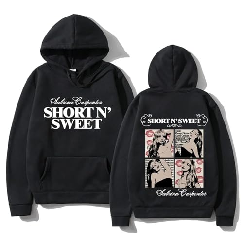 Trconk Sabrina Carpenter Merch Kapuzenpullover Herren Damen Bedruckt Mode Langarm Pullover Hoodie Unisex Oversized Sweatshirt XS~4XL-Black||3X_l von Trconk