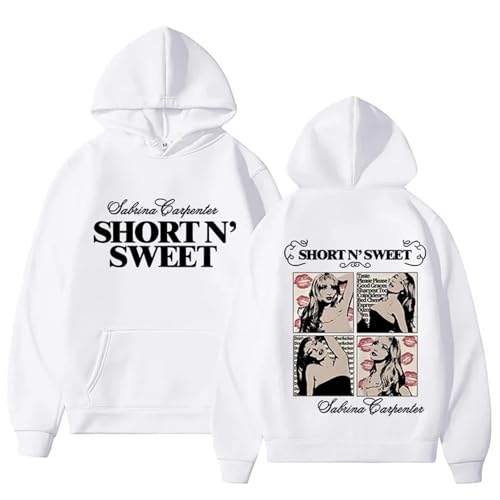 Trconk Sabrina Carpenter Merch Kapuzenpullover Herren Damen Bedruckt Mode Langarm Pullover Hoodie Unisex Oversized Sweatshirt XS~4XL-White||x_s von Trconk