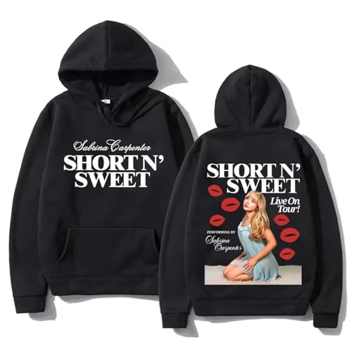 Trconk Sabrina Carpenter Merch Kapuzenpullover Herren Damen Mode Unisex Langarm Pullover Oberteil Freizeit Sweatshirt Bedruckt Oversized Hoodie XS~4XL-Black||s von Trconk